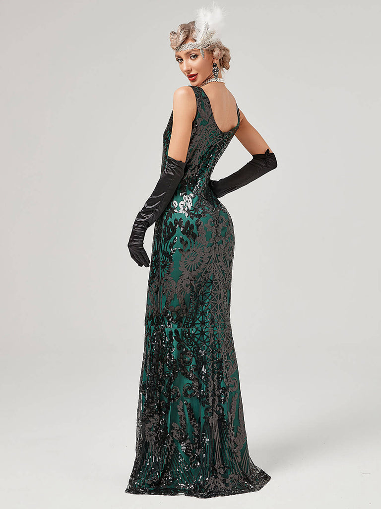 1920s Sequined Floor-Length Charleston Dress