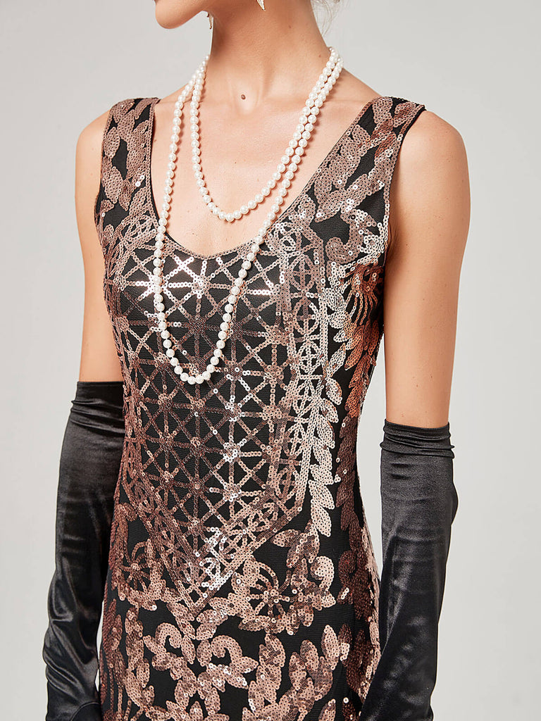 1920s Sequined Floor-Length Charleston Dress