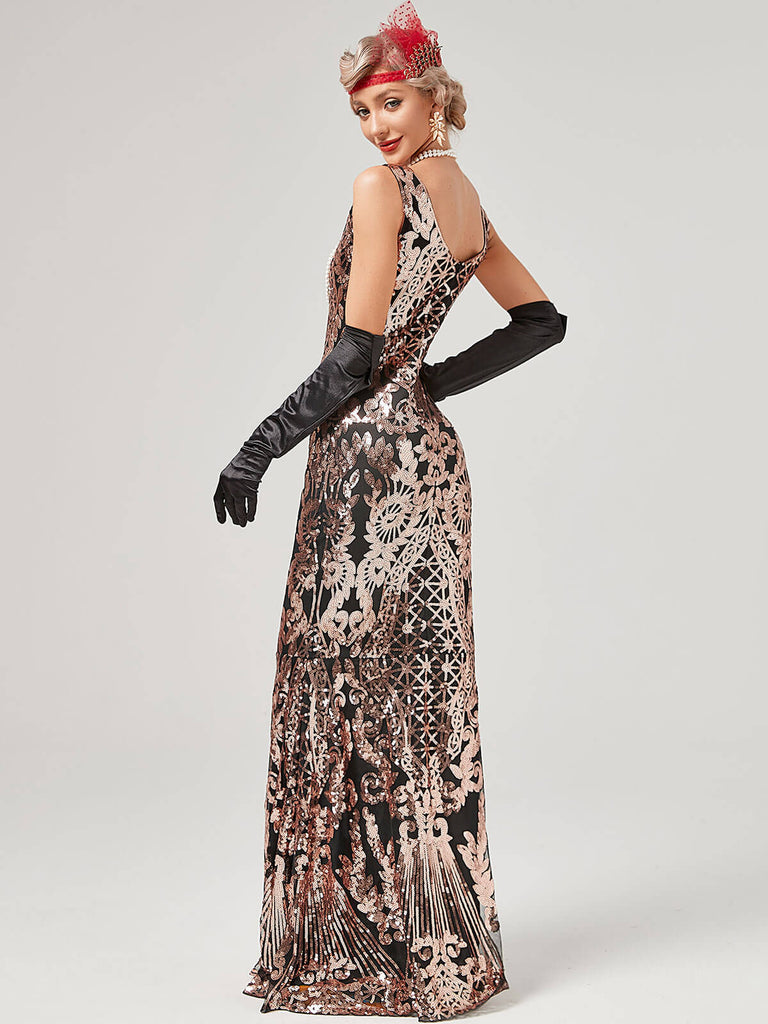 1920s Sequined Floor-Length Charleston Dress