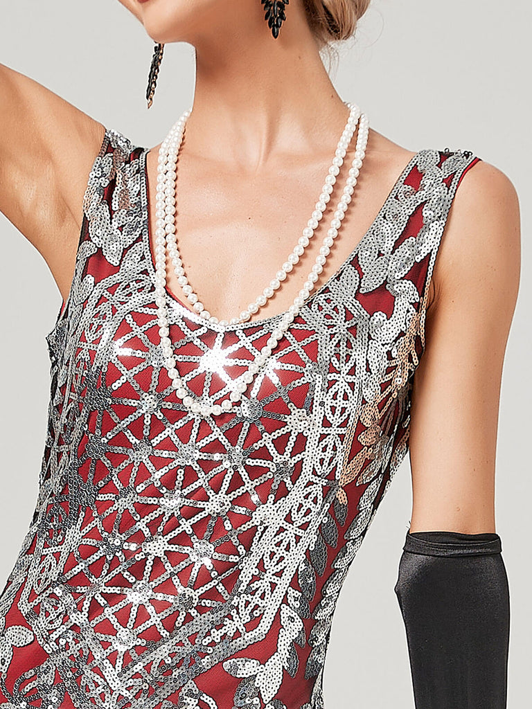 1920s Sequined Floor-Length Charleston Dress