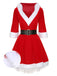 Christmas Hooded Santa Claus Raw Hem Belt Dress