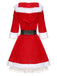 Christmas Hooded Santa Claus Raw Hem Belt Dress