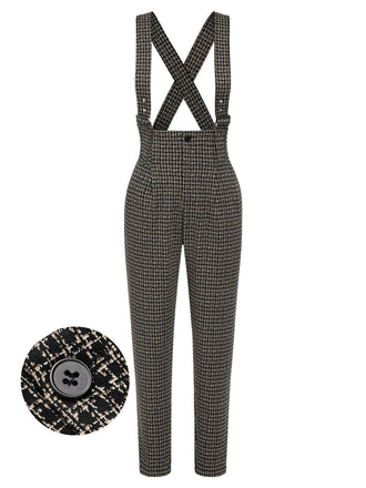 1950s Plaid Pencil Suspender Pants