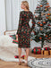 1960s Christmas Print V-Neck Wrap Dress