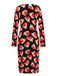 1960s Christmas Print V-Neck Wrap Dress