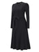 1940s Solid Knitted Lantern A-line Belt Dress