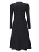 1940s Solid Knitted Lantern A-line Belt Dress