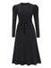 1940s Solid Knitted Lantern A-line Belt Dress