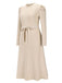 1940s Solid Knitted Lantern A-line Belt Dress