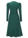 1940s Solid Knitted Lantern A-line Belt Dress