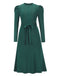 1940s Solid Knitted Lantern A-line Belt Dress