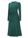 1940s Solid Knitted Lantern A-line Belt Dress