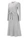 1940s Solid Knitted Lantern A-line Belt Dress