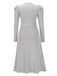 1940s Solid Knitted Lantern A-line Belt Dress