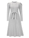 1940s Solid Knitted Lantern A-line Belt Dress