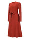 1940s Solid Knitted Lantern A-line Belt Dress