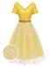 Yellow 1950s V-Neck Daisy Mesh Dress