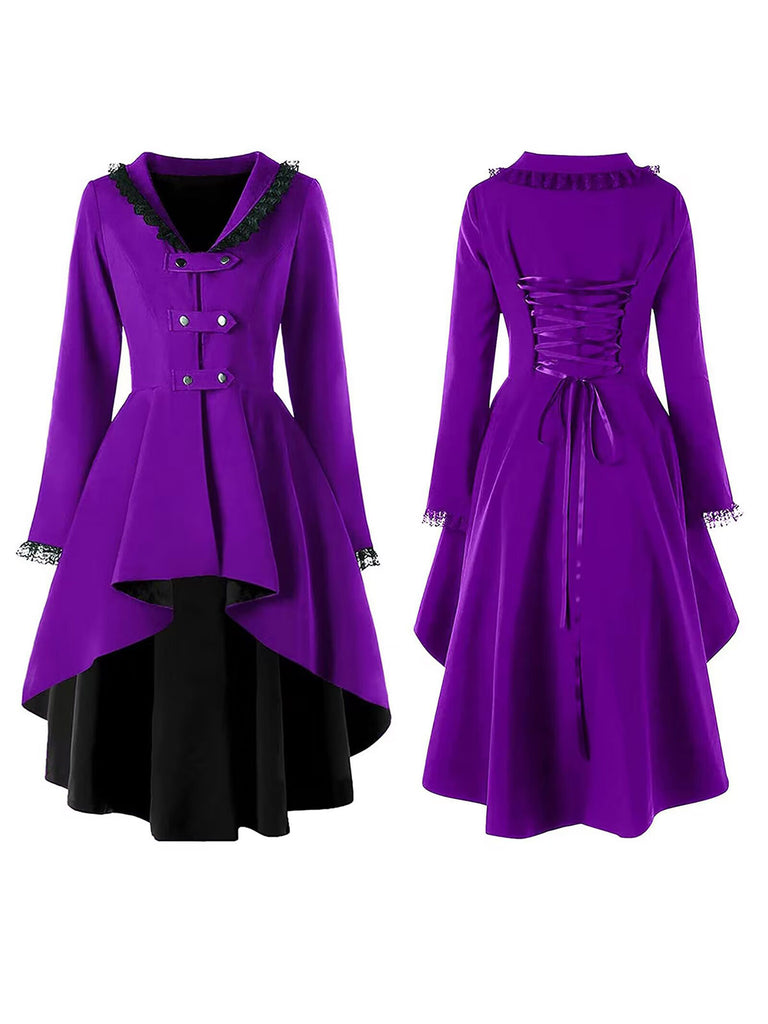 1960s Lace Buttoned Irregular Hem Coat