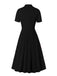 [Plus Size] 1950s Solid Lapel Button Swing Dress