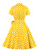 [Plus Size] 1950s Polka Dots Waist Tie Lapel Dress