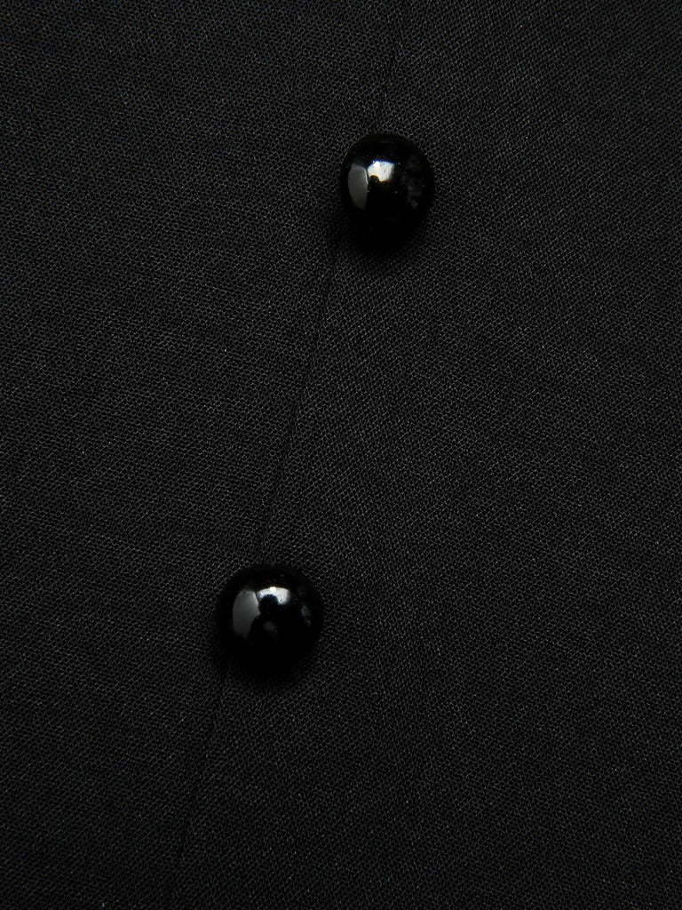 [Plus Size] Black 1930s Mesh Lantern Sleeve Belted Jumpsuit