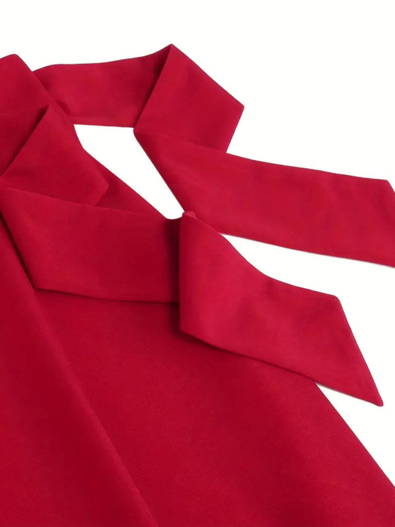 1940s Solid Waist Tie A-Line Skirt