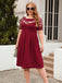 [Plus Size] 1940s Hollow Lace Solid Dress