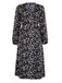 Black 1940s Leopard V-Neck Wrap Dress