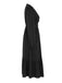 Black 1960s V-Neck Puff Sleeve Solid Dress