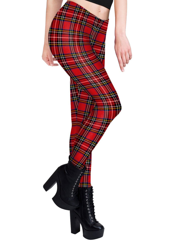 1960s Red Plaids Cute Leggings