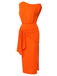 Orange 1960s Solid One Shoulder Sleeveless Dress