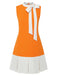 Orange 1960s Crew Bowknot Sleeveless Dress