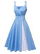 [Pre-Sale] Blue 1950s Spaghetti Straps Patchwork Dress