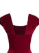 Wine Red 1950s Heart Button Solid Dress