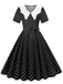 White Collar Polka Dot Swing Dress With Belt