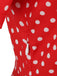 White Collar Polka Dot Swing Dress With Belt