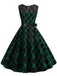Green & Black 1950s Plaid Lace Patchwork Dress
