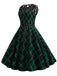 Green & Black 1950s Plaid Lace Patchwork Dress
