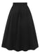 Black 1950s High-Waist Buttons A-Line Skirt