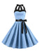 1950s Polka Dot Bow Tie Halter Swing Dress