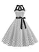 1950s Polka Dot Bow Tie Halter Swing Dress
