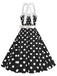 1950s Polka Dot Halter Belt Swing Dress