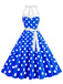 1950s Polka Dot Halter Belt Swing Dress