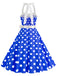 1950s Polka Dot Halter Belt Swing Dress