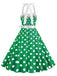 1950s Polka Dot Halter Belt Swing Dress