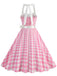1950s Polka Dot Halter Belt Swing Dress