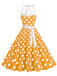 1950s Polka Dot Halter Belt Swing Dress