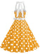 1950s Polka Dot Halter Belt Swing Dress