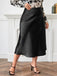 [Plus Size] Black 1950s A-Line Satin Skirt