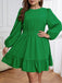[Plus Size] Green 1940s Bell sleeves Ruffled Hem Dress